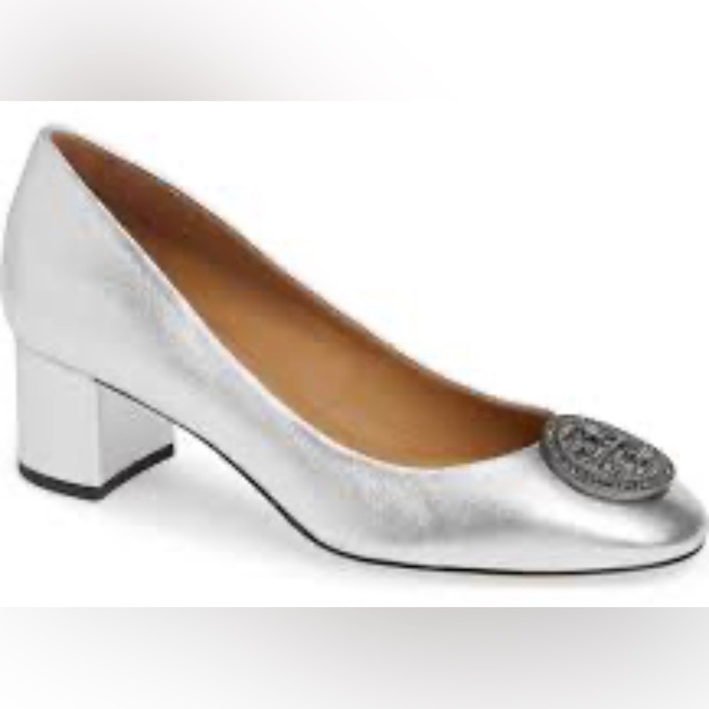 Tory Burch NWOB Liana Pump Sz 9.5 Silver